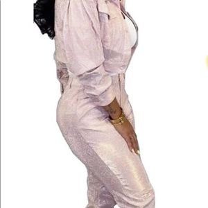 Glam Shiny Pink Pants and Jacket